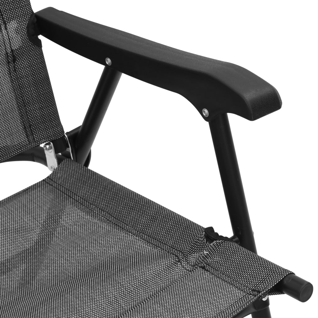 vidaXL Tuinstoelen 4 st inklapbaar staal en textileen gemêleerd grijs