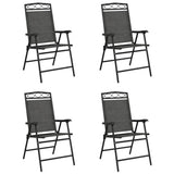 vidaXL Tuinstoelen 4 st inklapbaar staal en textileen gemêleerd grijs