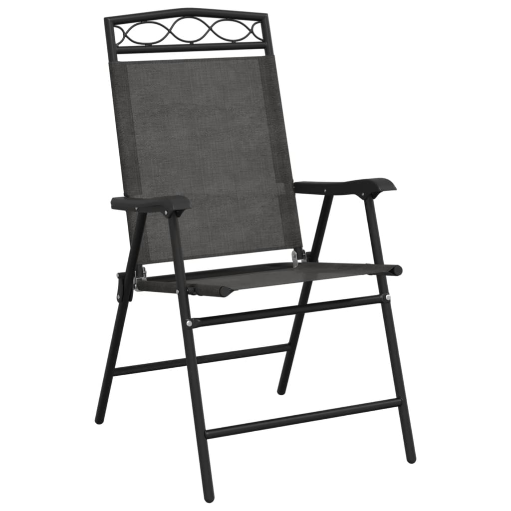 vidaXL Tuinstoelen 4 st inklapbaar staal en textileen gemêleerd grijs