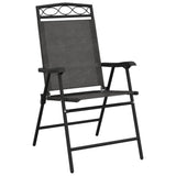 vidaXL Tuinstoelen 4 st inklapbaar staal en textileen gemêleerd grijs