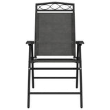 vidaXL Tuinstoelen 4 st inklapbaar staal en textileen gemêleerd grijs