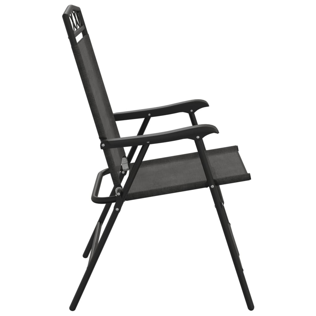 vidaXL Tuinstoelen 4 st inklapbaar staal en textileen gemêleerd grijs