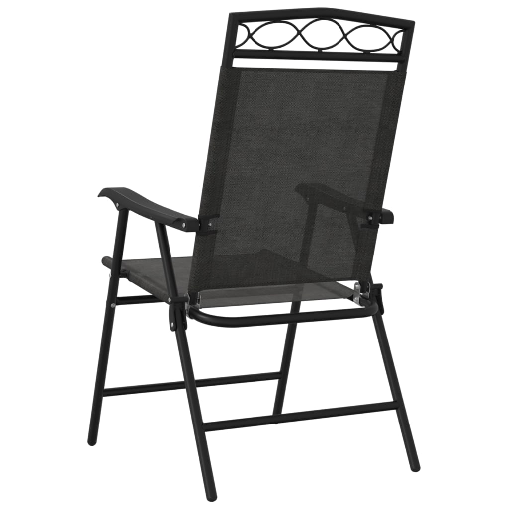 vidaXL Tuinstoelen 4 st inklapbaar staal en textileen gemêleerd grijs