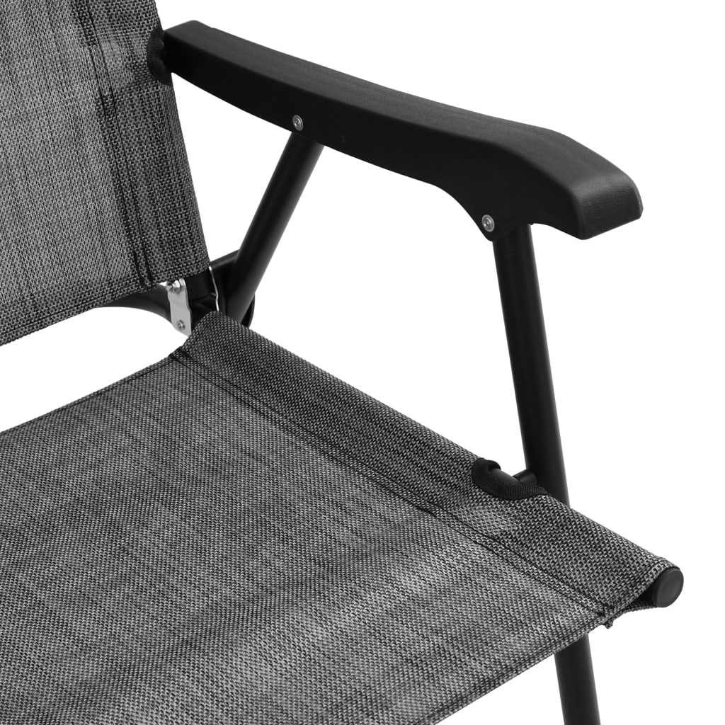 vidaXL Tuinstoelen 4 st inklapbaar staal en textileen gemêleerd grijs