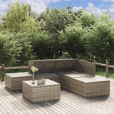 vidaXL 6-delige Loungeset met kussens poly rattan grijs