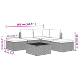 vidaXL 6-delige Loungeset met kussens poly rattan grijs