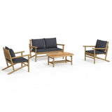 vidaXL 4-Piece Lounge Set with Cushions Bamboo Dark Grey