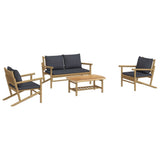 vidaXL 4-Piece Lounge Set with Cushions Bamboo Dark Grey