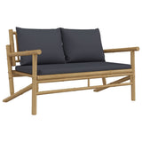 vidaXL 4-Piece Lounge Set with Cushions Bamboo Dark Grey