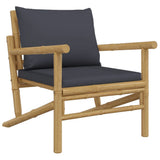vidaXL 4-Piece Lounge Set with Cushions Bamboo Dark Grey