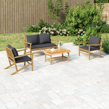 vidaXL 4-Piece Lounge Set with Cushions Bamboo Dark Grey