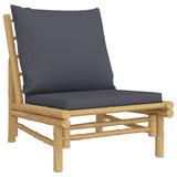 vidaXL 4-Piece Lounge Set with Cushions Bamboo Dark Grey