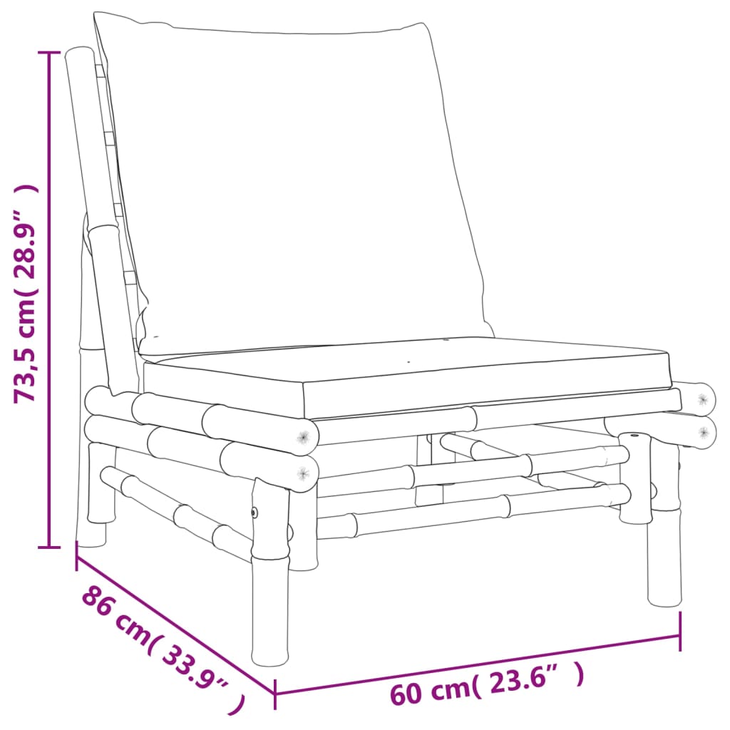 vidaXL 4-Piece Lounge Set with Cushions Bamboo Dark Grey