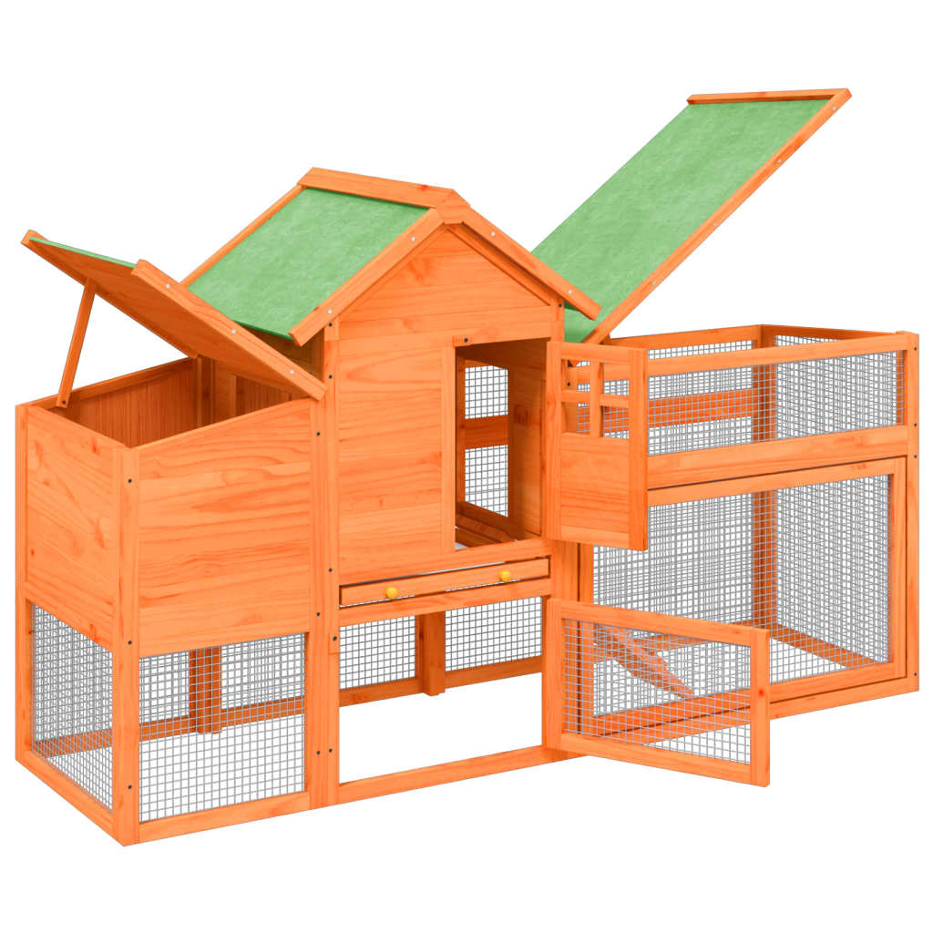 vidaXL Chicken Coop 186.5x58.5x113 cm Solid Pine Wood Brown