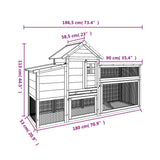 vidaXL Chicken Coop 186.5x58.5x113 cm Solid Pine Wood Brown