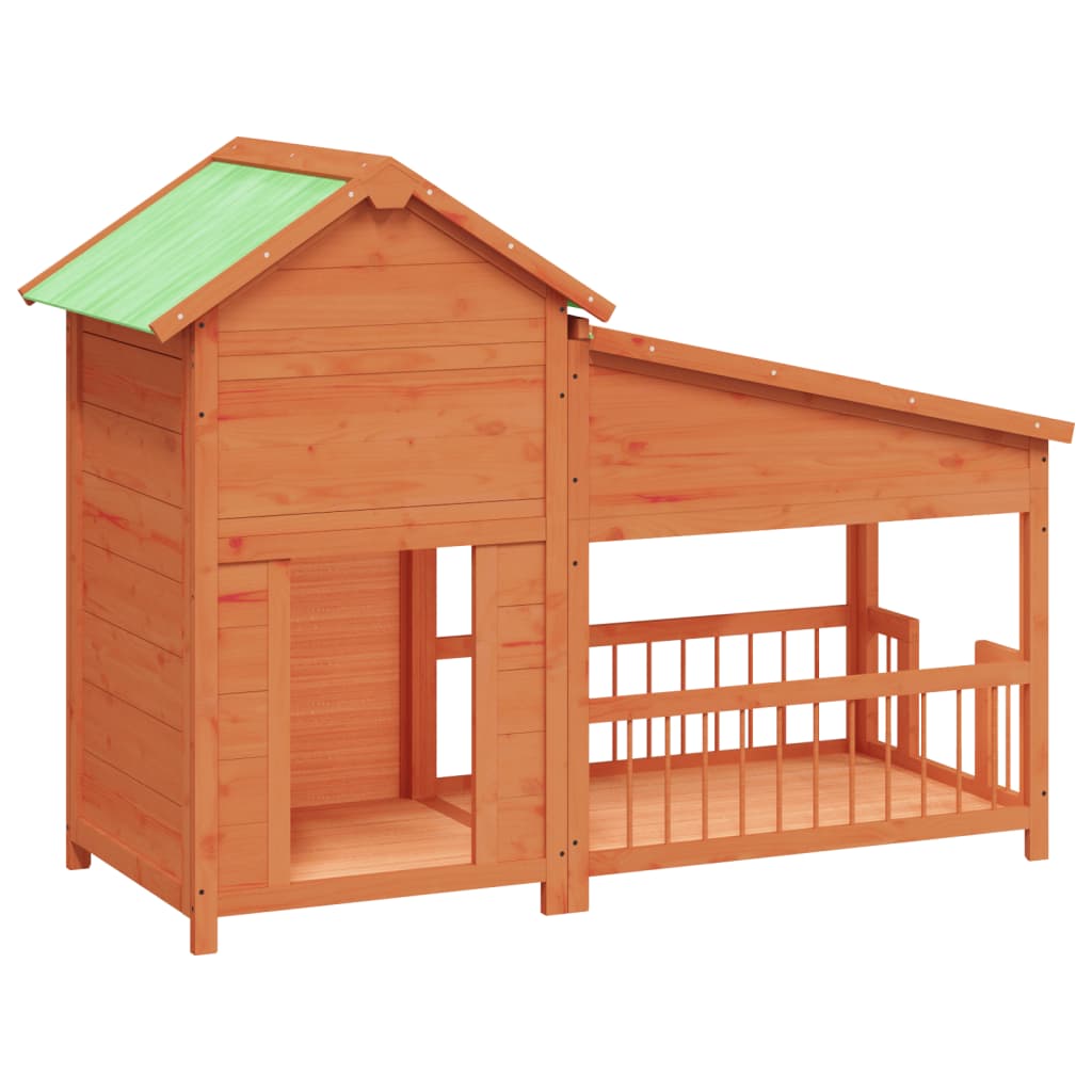 vidaXL Dog Kennel 143x60.5x109 cm solid pine wood brown