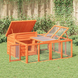 vidaXL Rabbit hutch 144x123x67.5 cm solid pine wood brown