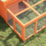 vidaXL Rabbit hutch 144x123x67.5 cm solid pine wood brown