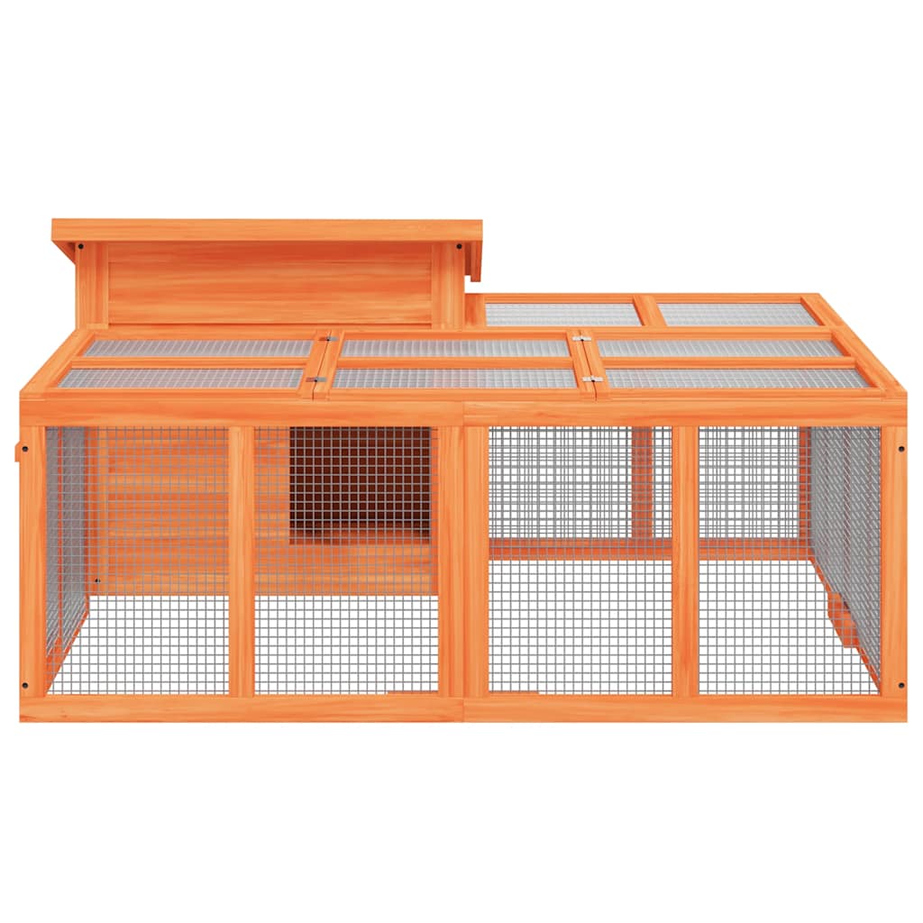 vidaXL Rabbit hutch 144x123x67.5 cm solid pine wood brown