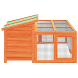 vidaXL Rabbit hutch 144x123x67.5 cm solid pine wood brown