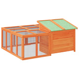 vidaXL Rabbit hutch 144x123x67.5 cm solid pine wood brown