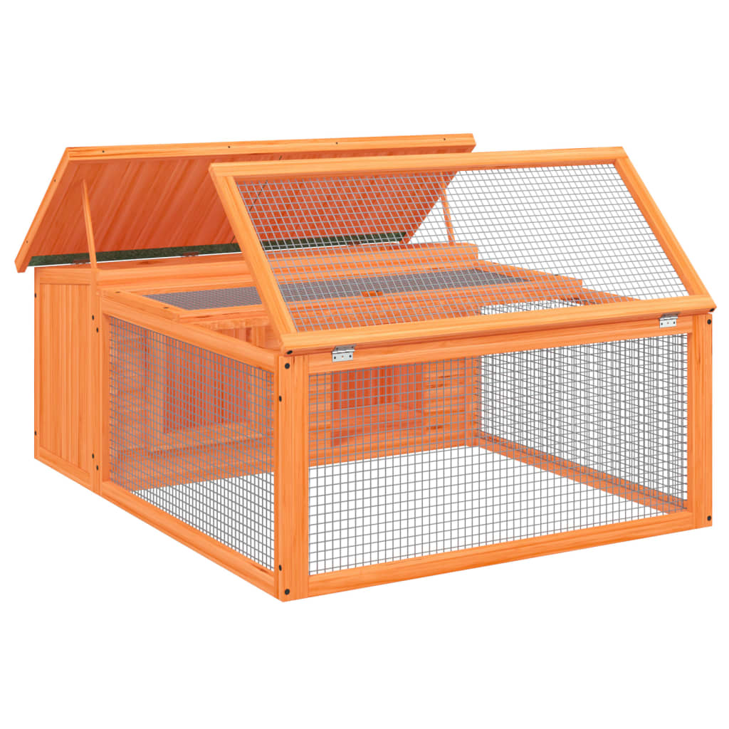 vidaXL Rabbit Hutch 117.5x97x47.5 cm Solid Pine Wood Brown