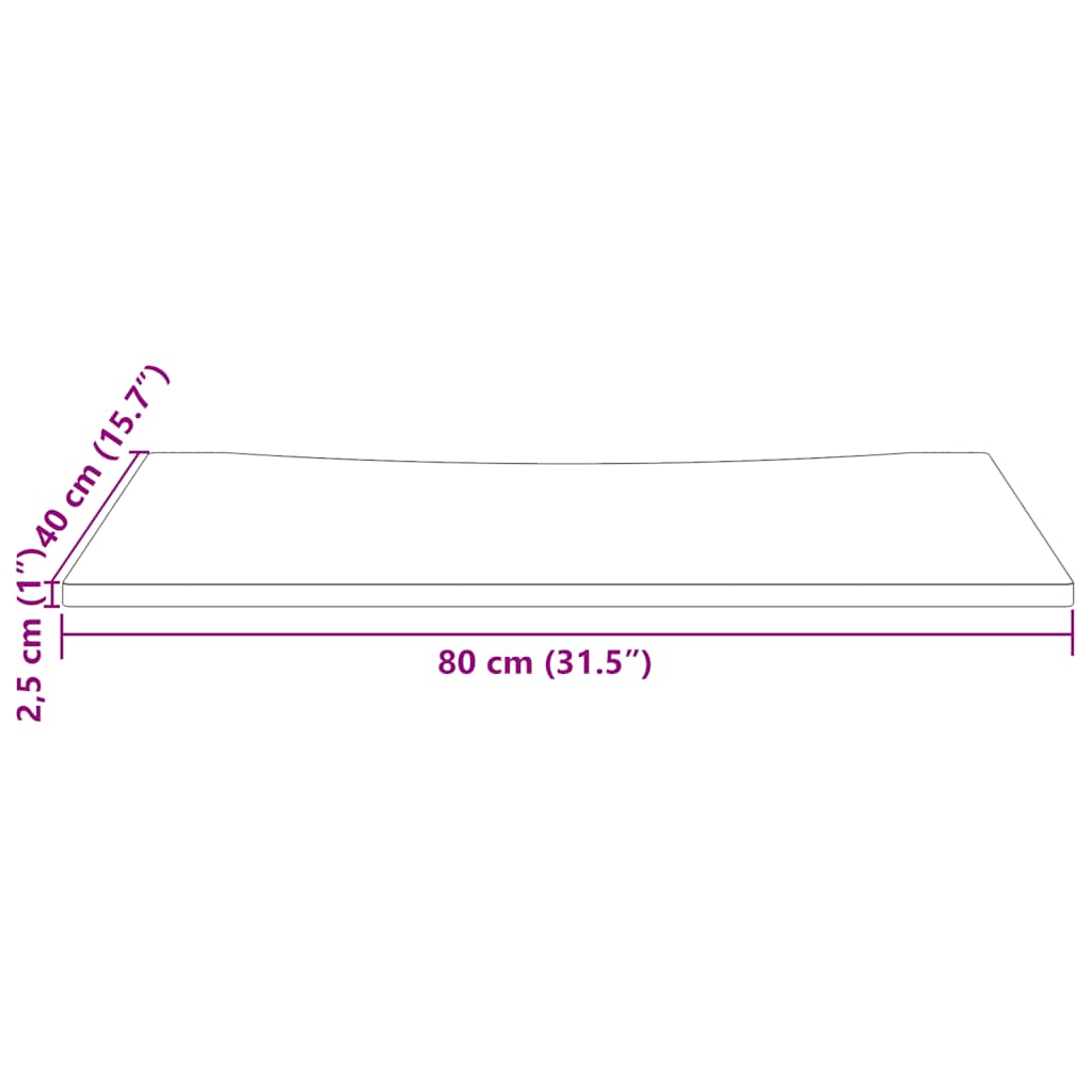 vidaXL Bureaublad 80x40x2,5 cm vert massif