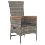 vidaXL 3-delige Tuinset met kussens poly rattan grijs