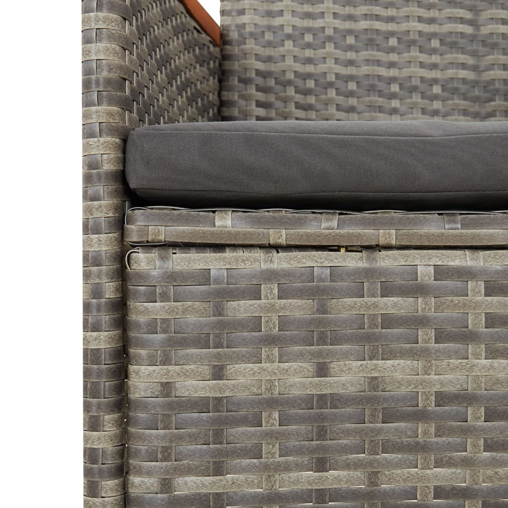 vidaXL 3-delige Tuinset met kussens poly rattan grijs