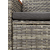 vidaXL 3-delige Tuinset met kussens poly rattan grijs