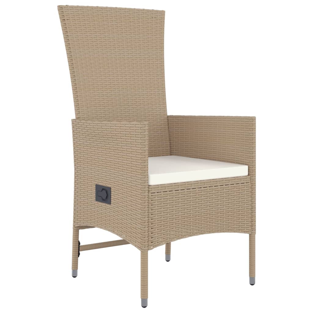vidaXL 3-delige Tuinset met kussens poly rattan beige
