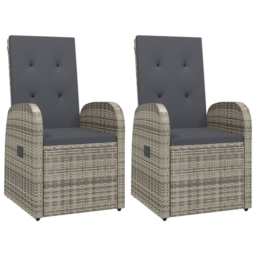 vidaXL 3-Piece Garden Lounge Set with Cushions Poly Rattan Grey