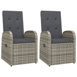 vidaXL 3-Piece Garden Lounge Set with Cushions Poly Rattan Grey