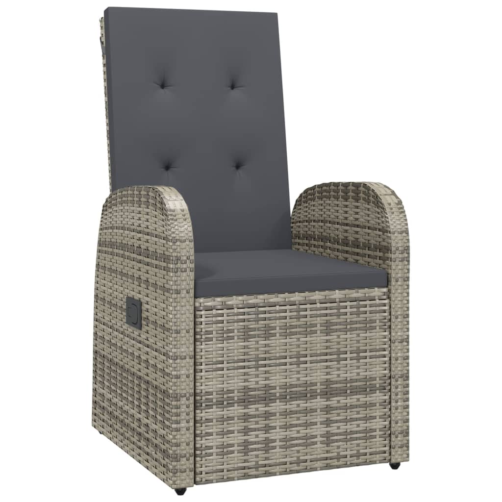 vidaXL 3-Piece Garden Lounge Set with Cushions Poly Rattan Grey
