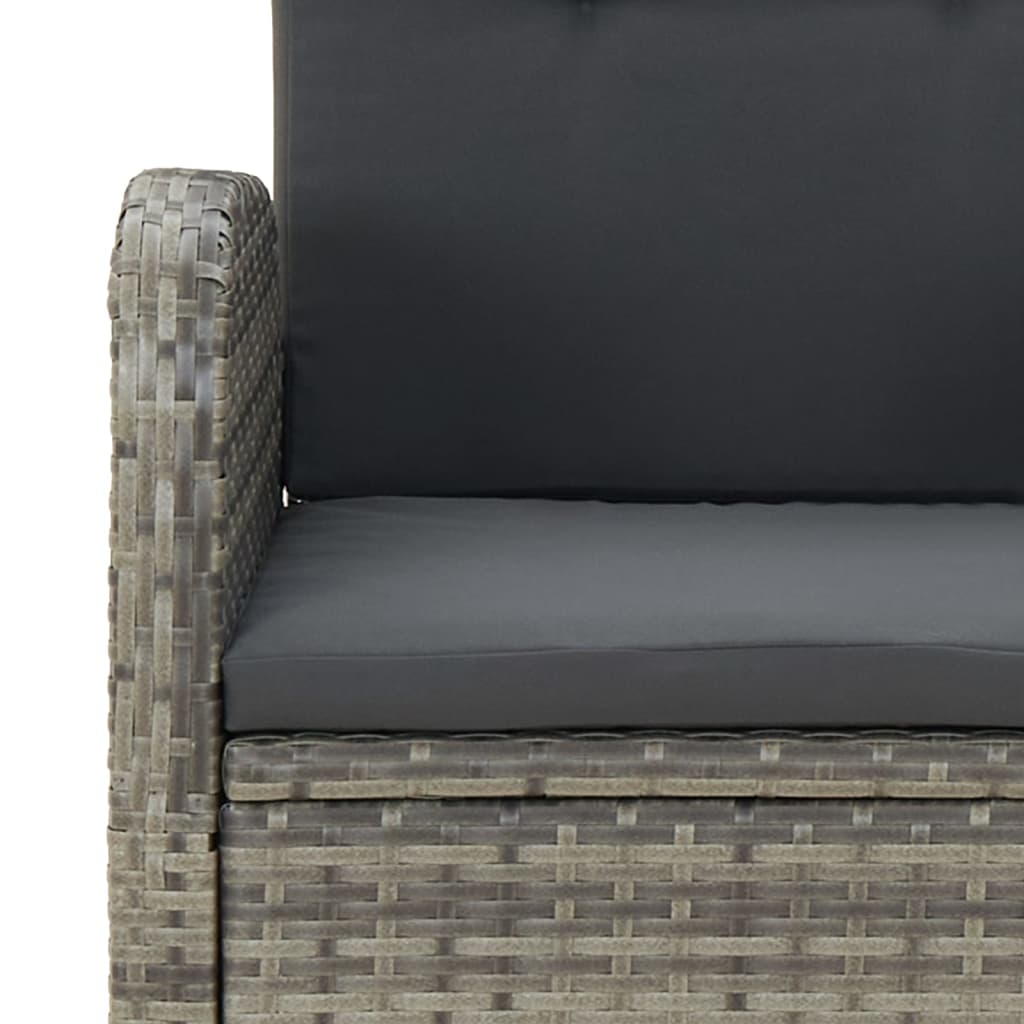 vidaXL 3-Piece Garden Lounge Set with Cushions Poly Rattan Grey