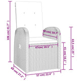 vidaXL 3-Piece Garden Lounge Set with Cushions Poly Rattan Grey