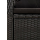 vidaXL 3-Piece Garden Lounge Set with Cushions Poly Rattan Black