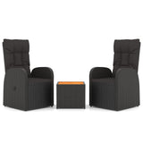 vidaXL Ensemble de salon 3 pièces poly rotin et acacia massif noir