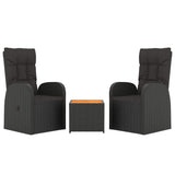 vidaXL Ensemble de salon 3 pièces poly rotin et acacia massif noir
