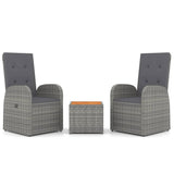 vidaXL Ensemble de salon 3 pièces poly rotin et acacia massif gris