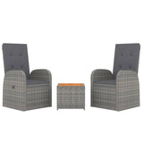 vidaXL Ensemble de salon 3 pièces poly rotin et acacia massif gris