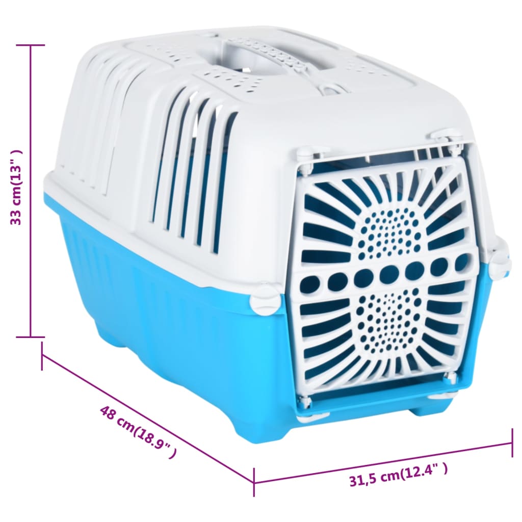 vidaXL Travel Crate 48x31.5x33 cm polypropylene white and blue