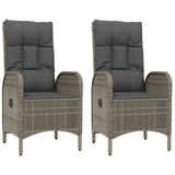 vidaXL 3-delige Tuinset met kussens poly rattan grijs