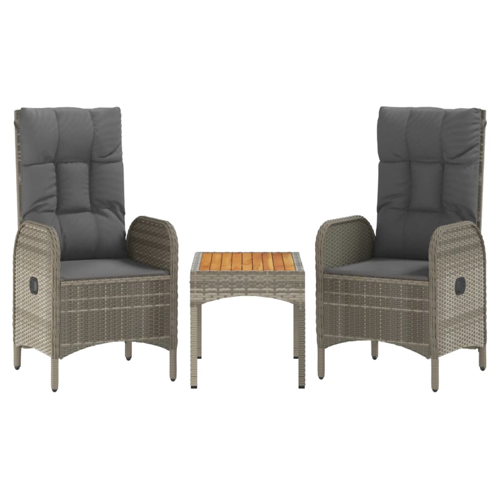 vidaXL 4-delige Tuinset met kussens poly rattan grijs