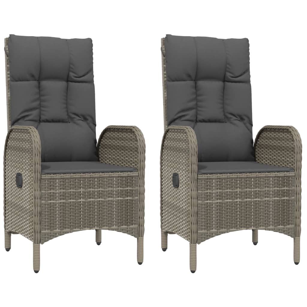 vidaXL 4-delige Tuinset met kussens poly rattan grijs