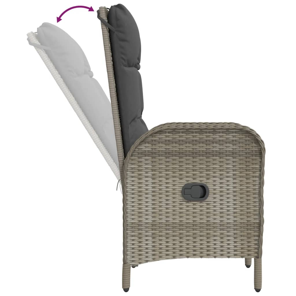 vidaXL 4-delige Tuinset met kussens poly rattan grijs