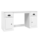 vidaXL Bureau met kast bewerkt hout wit
