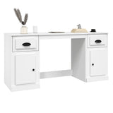 vidaXL Bureau met kast bewerkt hout wit