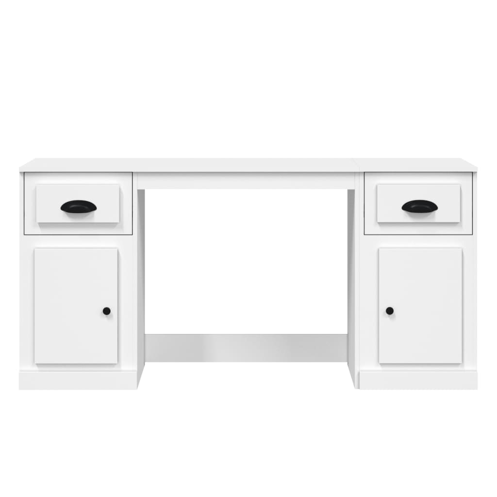 vidaXL Bureau met kast bewerkt hout wit