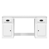 vidaXL Bureau met kast bewerkt hout wit
